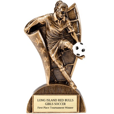 6½" Female Soccer Flag Resin Trophy