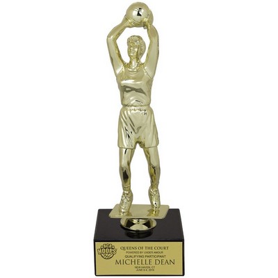 9 ½" Female Basketball Figure Trophy w/Black Marble Base