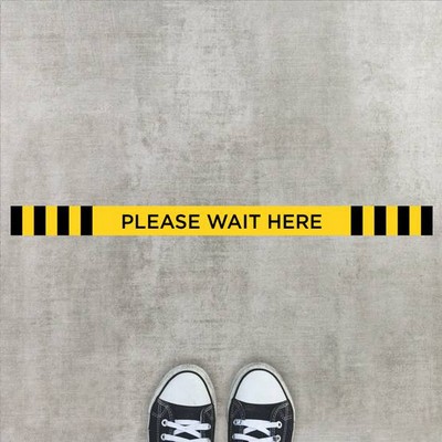 Please Wait Here Line Floor Sticker - 18" x 1.25"