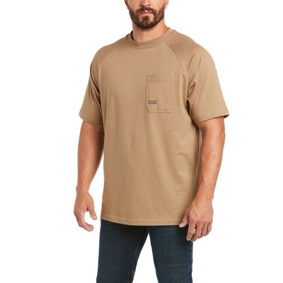 Ariat® Men's Khaki Beige Rebar® Cotton Strong™ Short Sleeve T-Shirt