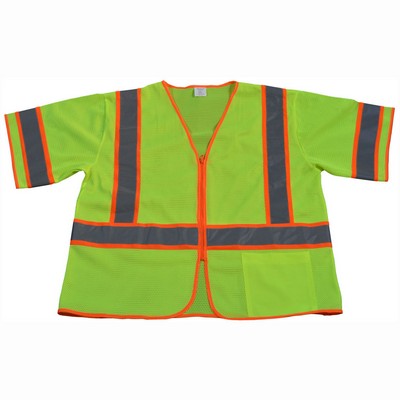 Two Tone Economy ANSI Class 3 Safety Vest with Zipper Front Closure