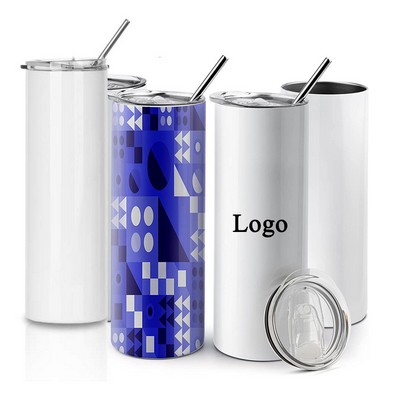 20oz Straight Stainless Steel Sublimation Tumbler With Lid And Straw