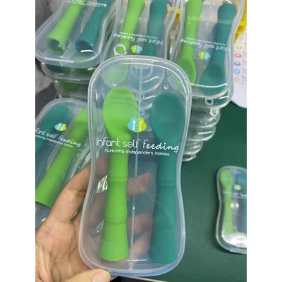 Infant Self Feeding Silicone Baby Fork and Spoon Table Ware Set