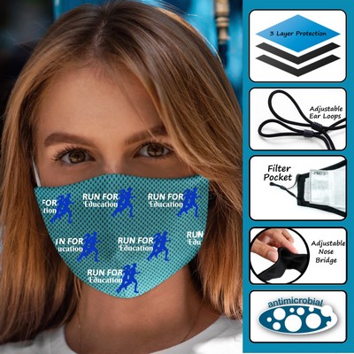 3-Ply Cooling Face Mask w/Adjustable Ear Loops - Coolmax Mesh Material