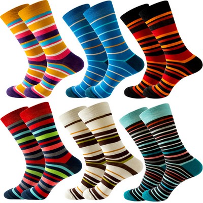 Fun Colorful Socks Patterned Funky Happy Crew Sock Combed Cotton Stockings Packs