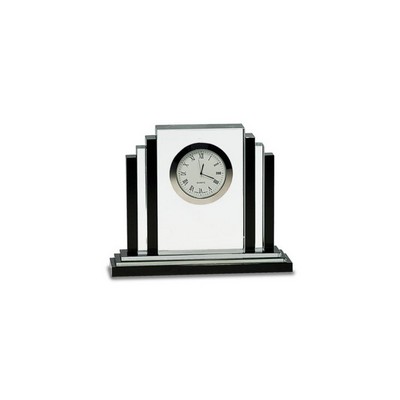 6" Clear Crystal with Clock and Black Crystal Trim