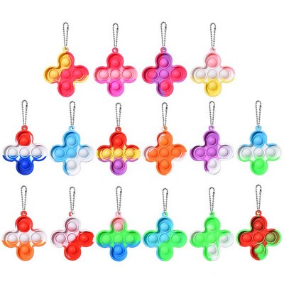 Cross Push Pop Bubble Square Shape Keychain