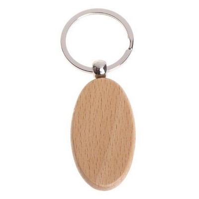 Oval Wood Keychain