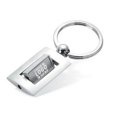 Square Metal Patch Drop Rotating Keyring