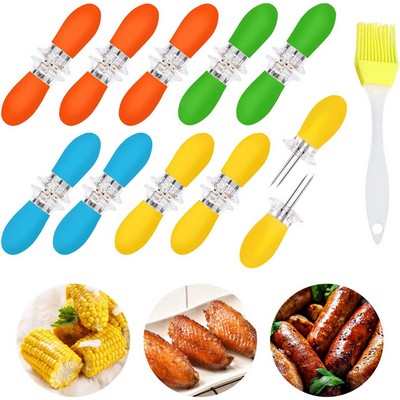 Stainless Steel Corn Cob Forks Skewers BBQ Holders