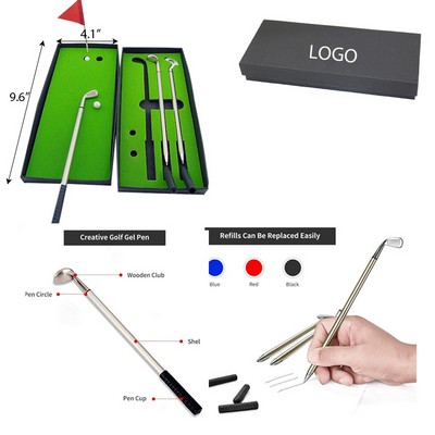 Golf Gift Golf Club Pen Set Novelty Golf Gifts with Putting Green Cool Desktop Golf Game