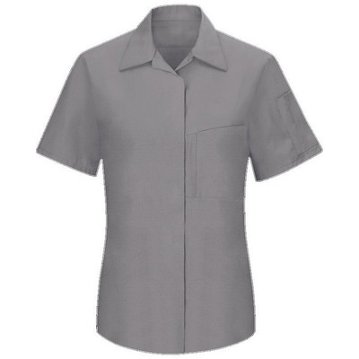 Red Kap® Women's Short Sleeve Performance Plus Shop Shirt w/OilBlok Technology - Light Gray/Charcoal