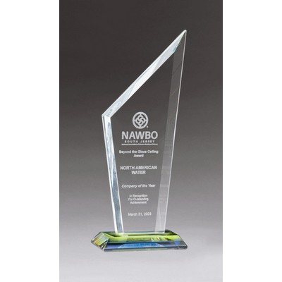 Zenith Series Clear Glass Award on our exclusive prism-effect base. (3-5/8 " x 9-5/8 ")