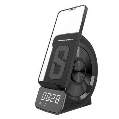 Bluetooth Speaker with Wireless Charger Stand Alarm Clock