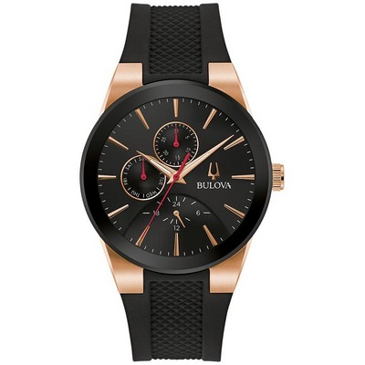 Bulova® Men's Modern Millennia Black Dial Watch w/Silicone Strap