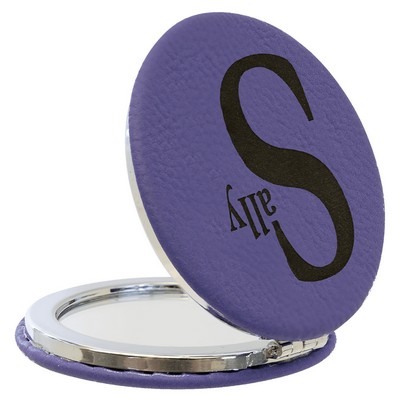 Faux Leather Compact Mirror, Purple