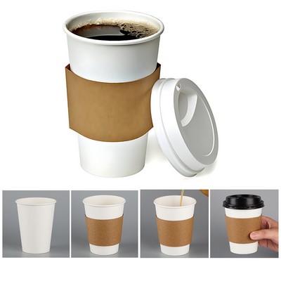 Double-Layered 16 oz Corrugated Kraft Paper Cup Sleeves for Insulation