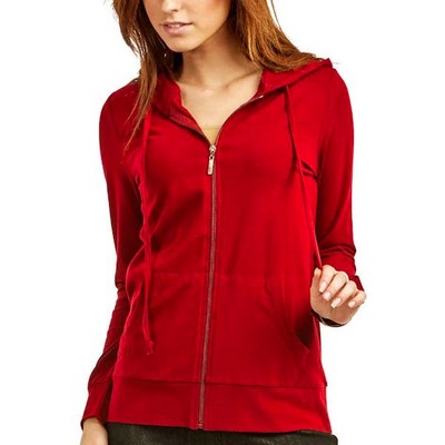 Women's Jersey Zip-Up Hoodie Jackets - XL, Red (Case of 24)