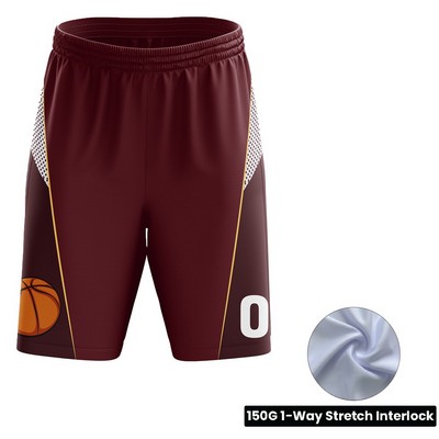 Unisex and Kids' Sublimation Standard-Length Basketball Shorts - 150G Interlock