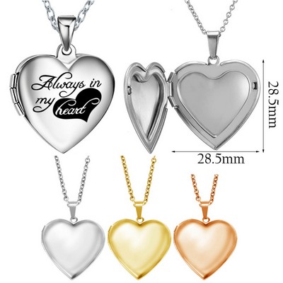 Heart Shape Memorial Locket Necklace Photo Locket