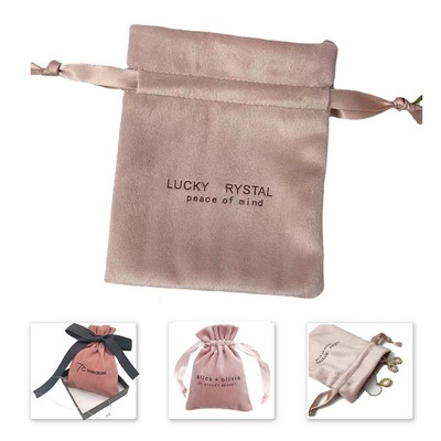 New Pink Velvet Drawstring Pouch