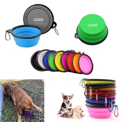 Custom Collapsible Silicone Folding Dog Bowl with Carabiner