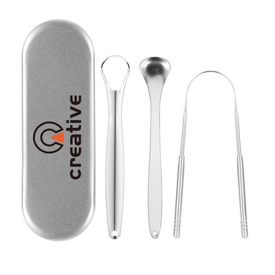 Stainless Steel Tongue Scraper Cleaner Set