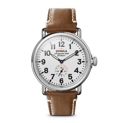 Shinola Unisex Runwell Largo White Dial Tan Leather Strap Watch