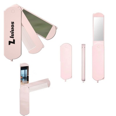 Folding Mirror With Hair Comb