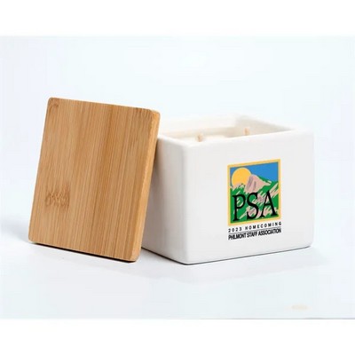 8 Oz. Luxury Natural 2 Wick Soy Wax Candle w/Bamboo Lid