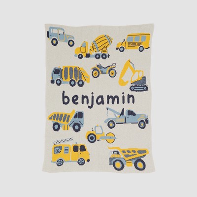 Baby Trucks Personalized Blanket