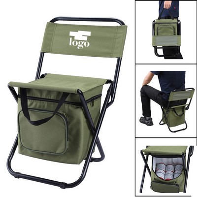 Portable Foldable Camping Chair with Cooler Bag