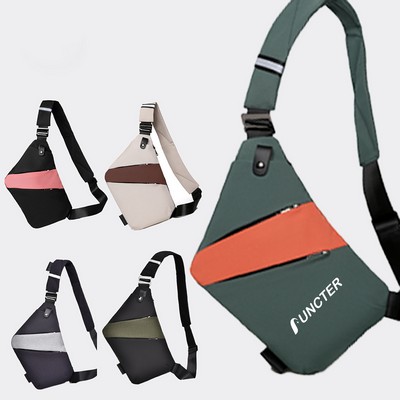 Men's Color Block Sling Bag Chest Bag Shoulder Backpack Crossbody Bags