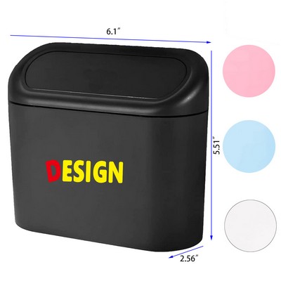 Car Trash Can Mini Car Bin with Lid Small Trash Can for Car Bedroom and Office