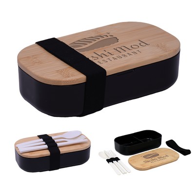 Bento Box w/Bamboo Lid - Black