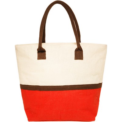 Two-Tone Jute Beach Tote Bags