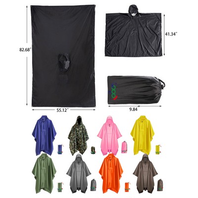 Multifunctional Hooded Rain Poncho