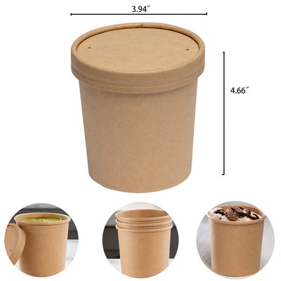 16 Oz Paper Food Containers With Vented Lids Disposable Ice Cream Cups