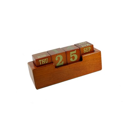 Wooden Cube Calendar Blocks with Stand - Cherry Finish