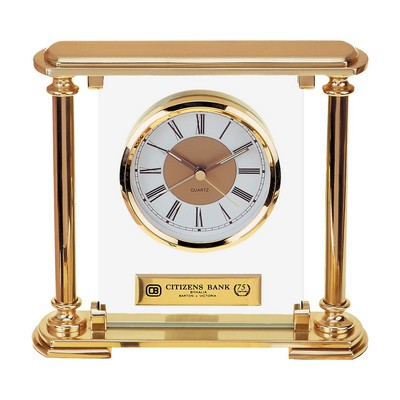 Clock - Showpiece Glass and Gold metal Mantel Desk Alarm Clock