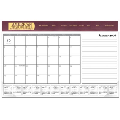 Leatherette Computer Station Desk Pad Calendar