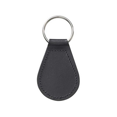 Bonded Leather Small Tear Drop 2 Sided Sewn Key Tag (1 5/8"x2 3/8")