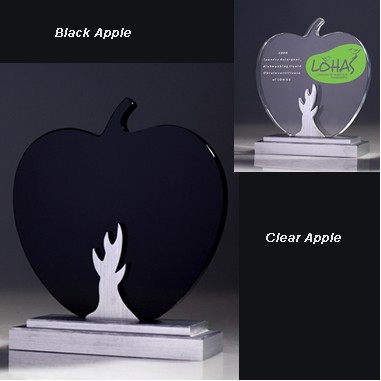 Optical glass apple award (Sand Blasting)