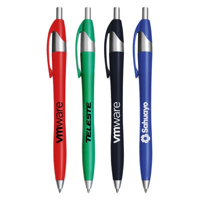 Union Printed Colored Elegant Click Pens with Silver Trim