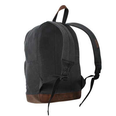 Black Vintage Canvas Teardrop Backpack w/Leather Accents