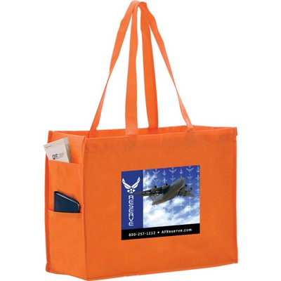 Non Woven Tote Bag 20x6x16 With Side Pockets Printed Four Color Process