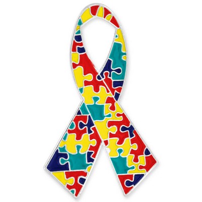 Autism Puzzle Piece Ribbon Lapel Pin