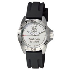 Women's Remington Medallion Stainless Steel Watch w/ Black Rubber Strap