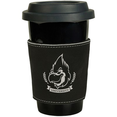 Mug Sleeve, Black Faux Leather