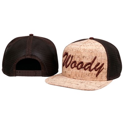 5-Panel Flat Visor Cork Mesh Back Cap